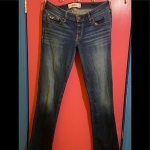 Hollister wide pants dark blue great texture mom jeans